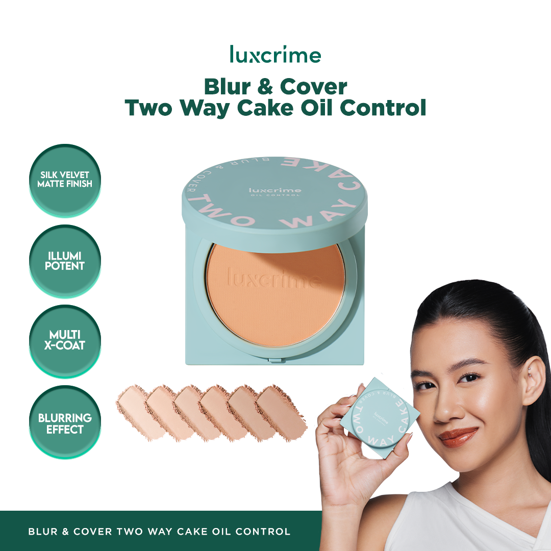 NEW Oil Control Luxcrime Blur & Cover Two Way Cake