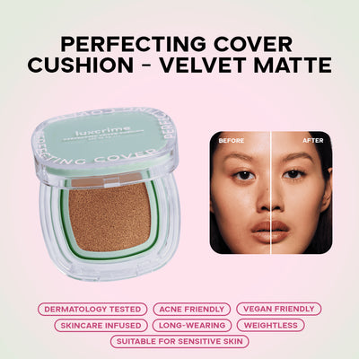 [NED <12Bulan] Luxcrime Perfecting Cover Cushion - Velvet Matte SPF 50 PA ++